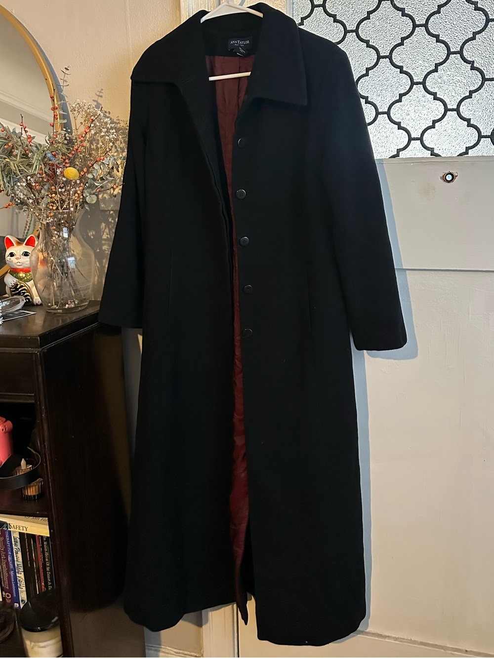 Ann Taylor Black Long Wool Coat